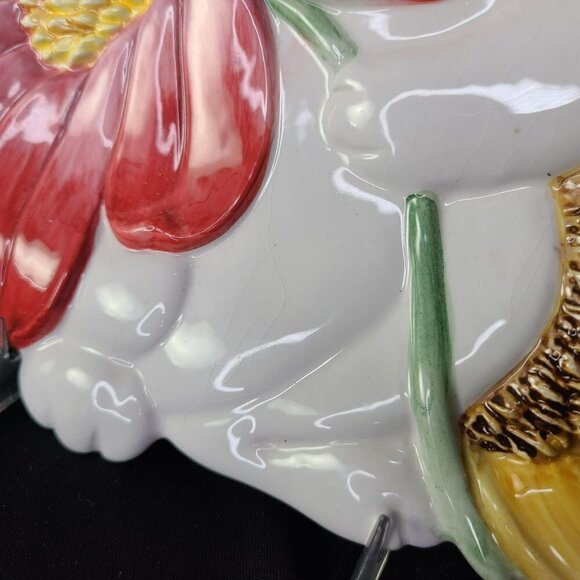 Fitz and Floyd Bunny Blooms Plate Rabbit Flowers Easter Floral Serving Dish READ - Picture 3 of 4